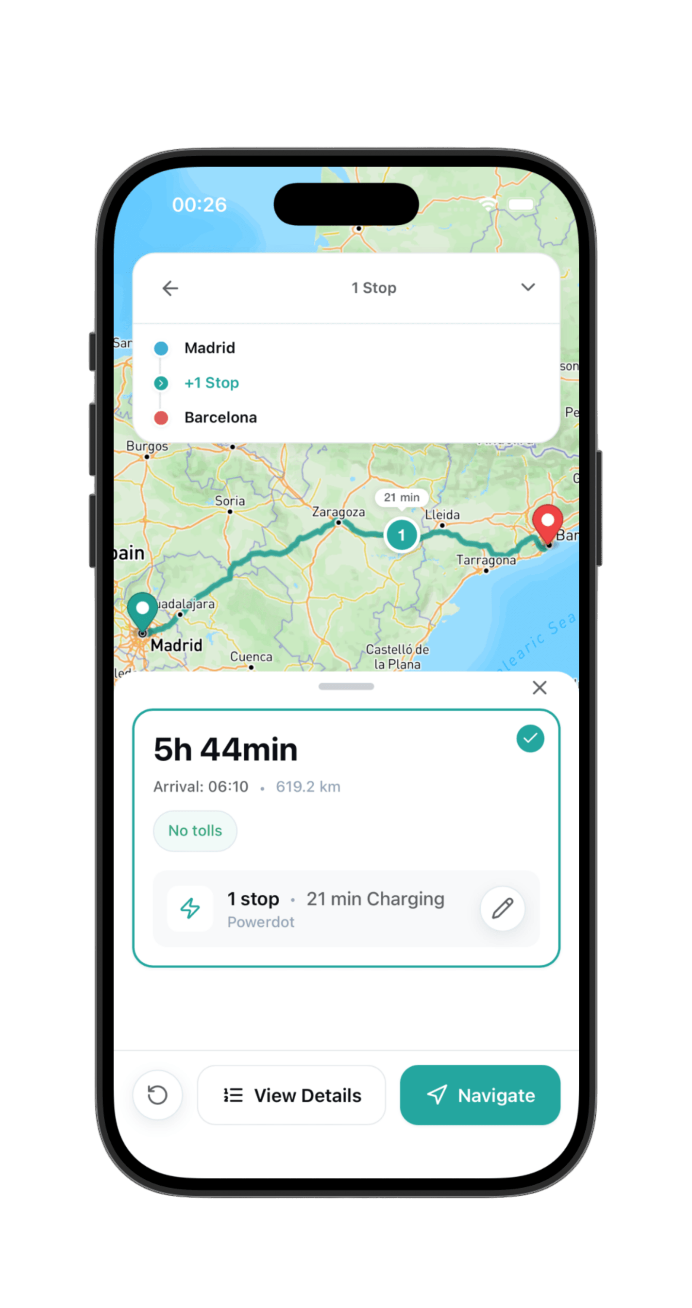 Ruta optimizada en el mapa del planificador de QuantumDrive
